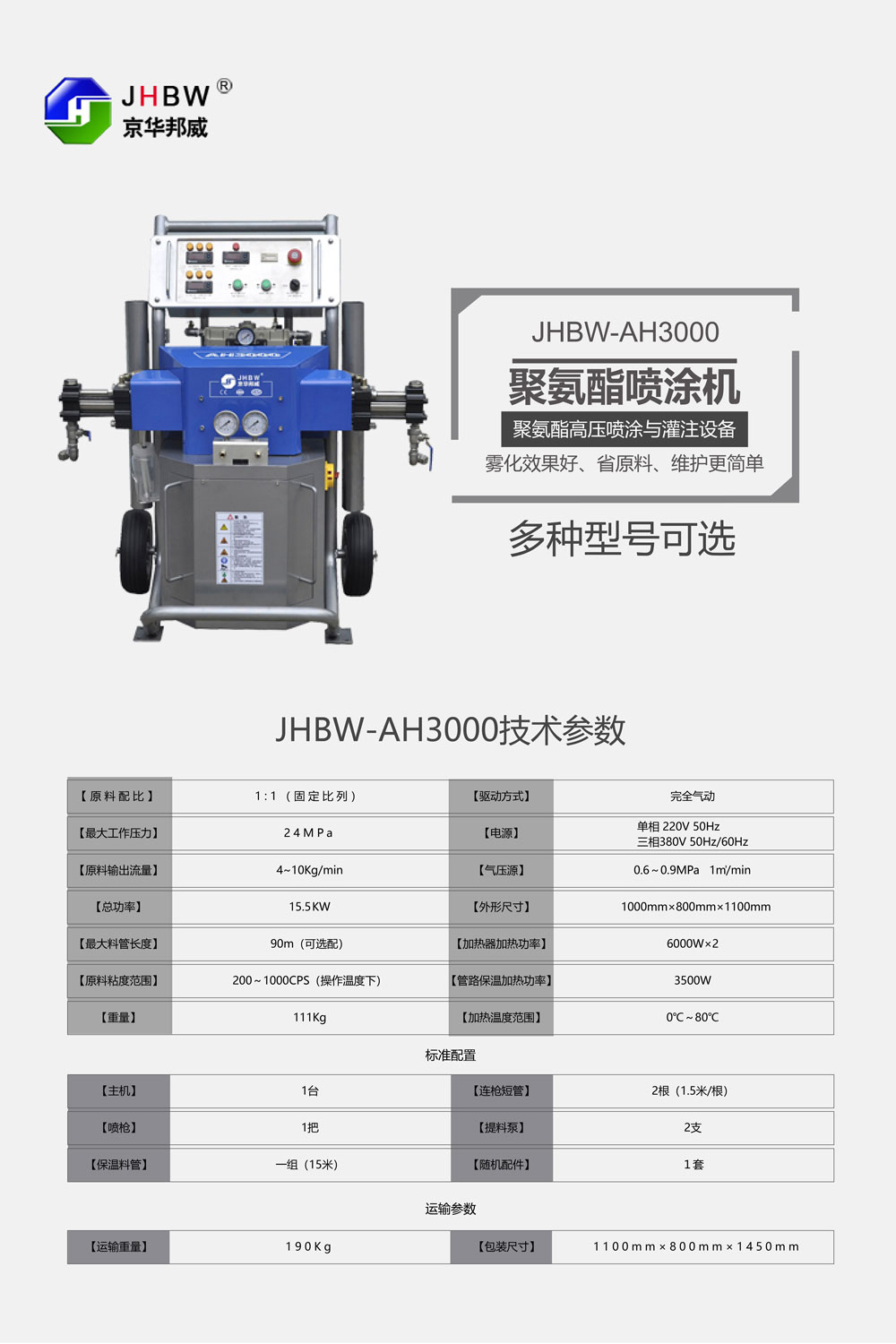 JHBW-AH3000聚氨酯噴涂設(shè)備